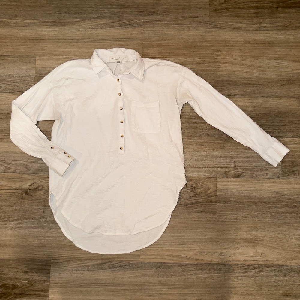 Pilcro and the Letterpress Anthropologie White Textured Cotton Tunic XS White - Picture 1 of 8